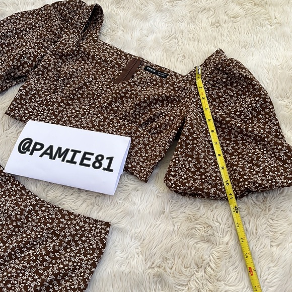 SHEIN Women’s Brown Puff Sleeve Crop Top & Midi Skirt Set Size S NWOT - Picture 4 of 12